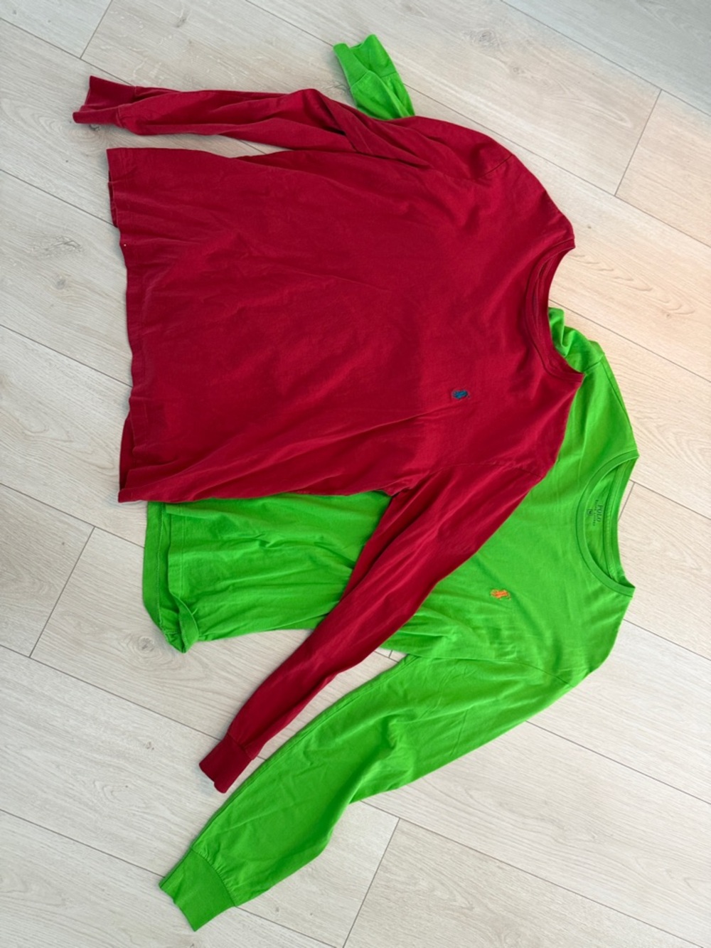 Polo by Ralph Lauren Red & Bright Green Long Sleeve Tees